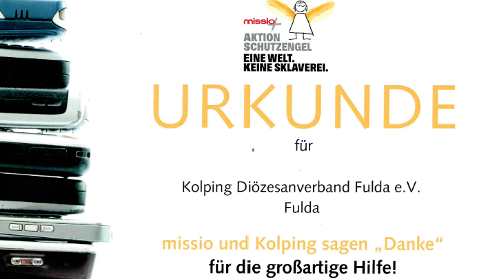 Kolpingwerk Deutschland und missio Aachen sagen Danke für die großartige Unterstützung bei der Handysammelaktion